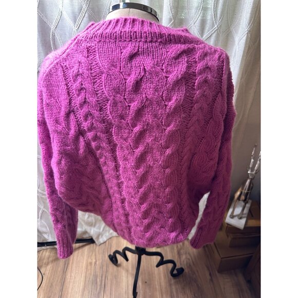 Oversized Chunky Cable Knit Sweater Cotton Blend Goodnight Macaroon O/S Comfy - Picture 12 of 13